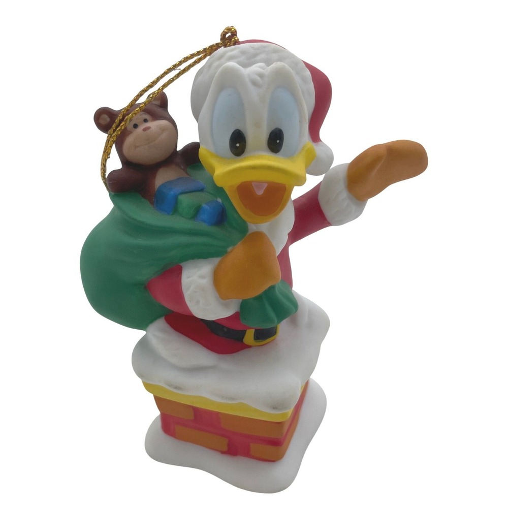 Disney Donald Duck Santa Chimney Christmas Ornament Vintage 1994 Merry Christmas